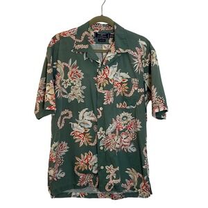 Vintage Polo Sport Ralph Lauren Hawaiian Camp Shirt Size M Green Aloha 90s Y2K